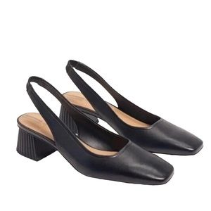 Sam Edelman Leather Slingback Pumps Toren Black Heels 8M NEW